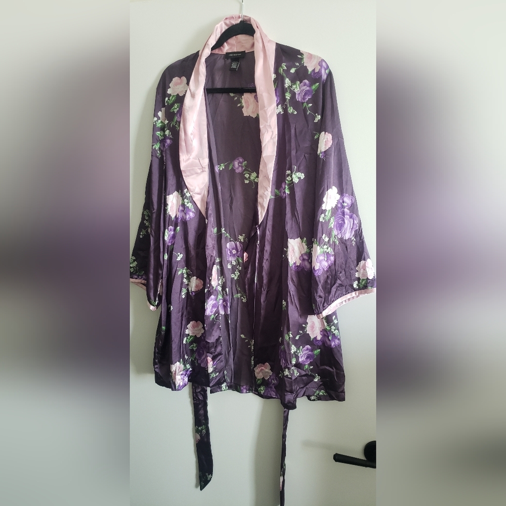 Floral Purple and Pink Mini Robe Size Small Medium